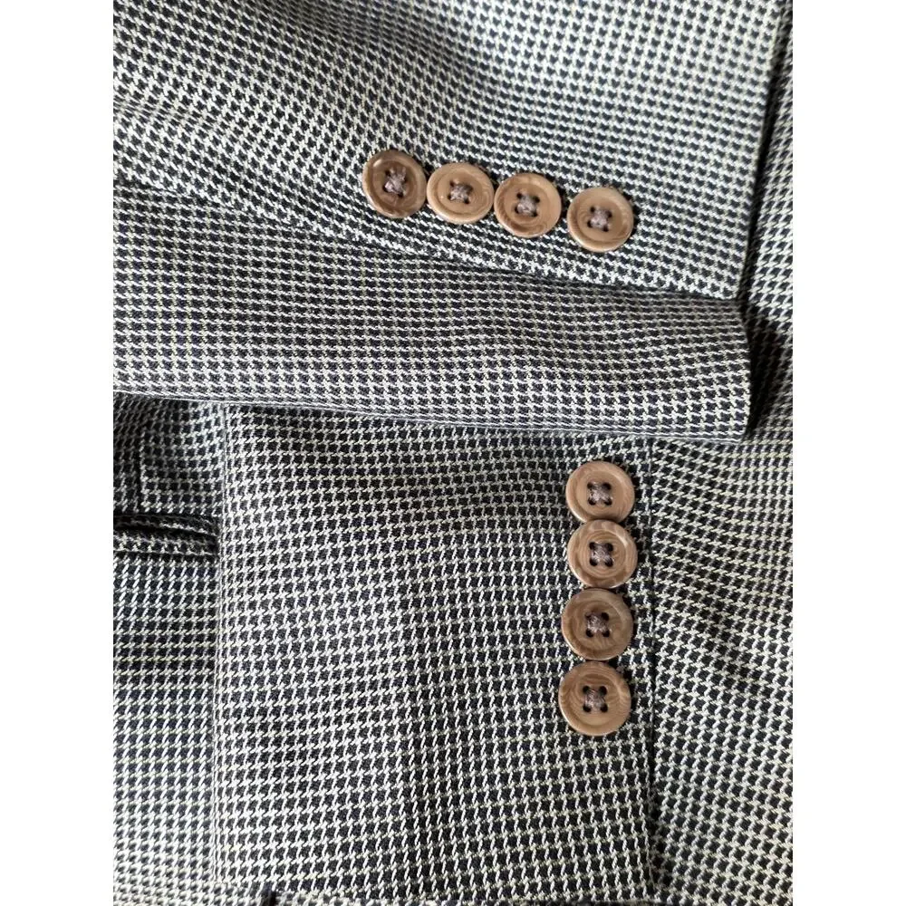 VTG Armani Collezioni Blazer Mens 36L 46L Silk Wool Houndstooth Sport Coat Italy